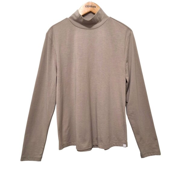 Ministry Of Supply Composite Merino Wool Blend Mock Neck Top Light Beige Women L - Picture 1 of 6